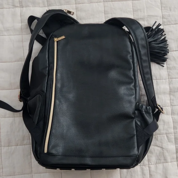 Itzy Ritzy Black Diaper Backpack with Gold Accents - Picture 3 of 9
